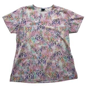 Zoe and Chloe Butterfly Large Pocket Scrub Top Size Medium